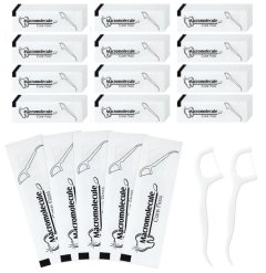 Macromolecule Bulk Disposable Floss Picks for Teeth Cleaning and Oral Care (500 Pack)