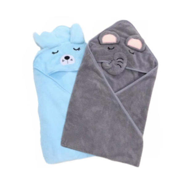 2-Pack Hooded Cartoon Coral Fleece Baby Swaddle &amp; Bath Towels