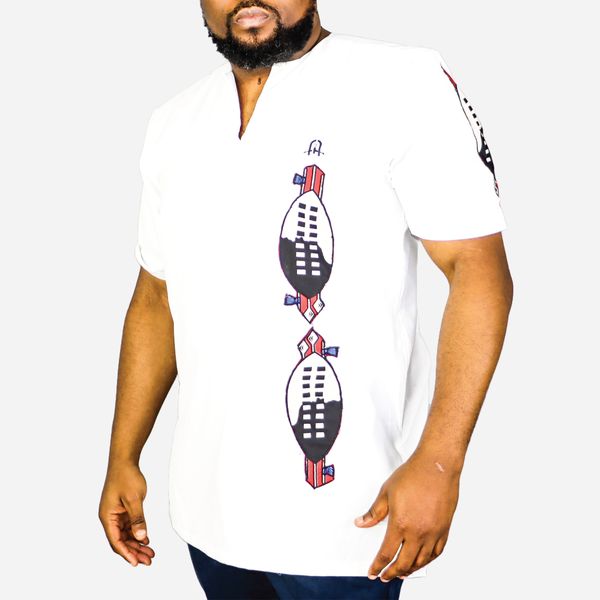 Africa Fashion House LB Heritage Swati Patch Groomsmen Shirt