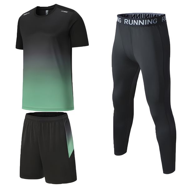 3-in-1 Quick-Drying Summer Sports Suit, Including T-shirt, Trousers Shorts