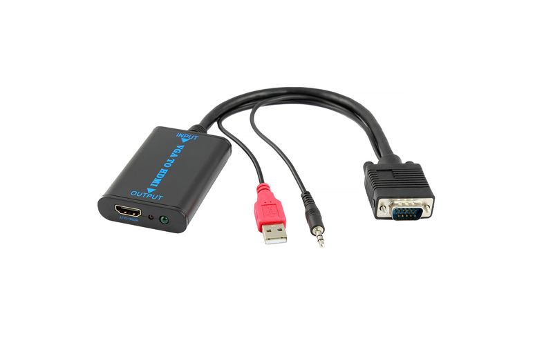 VGA To HDMI Converter With Audio &amp; Power Compatible With PC &amp; TV