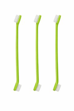 Green Dual-Ended Pet Toothbrush Set - 3 Pack