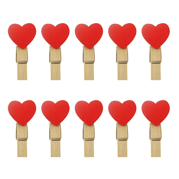 Heart Love Wooden Photo Paper Peg Pin Mini Clothespin Postcard Clips