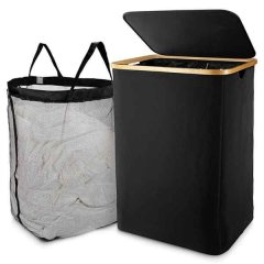 Laundry Basket With Lid, With Laundry Bag - For Bathroom &amp; Bedroom