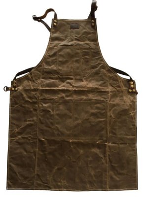 Waxed Cotton Full Size Apron With Leather Finishing