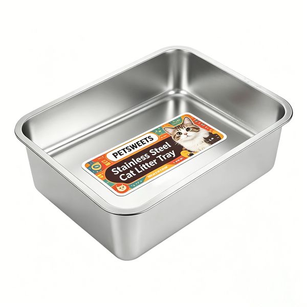 X-Large Stainless Steel Cat Litter Tray Litter Box for Large Cats