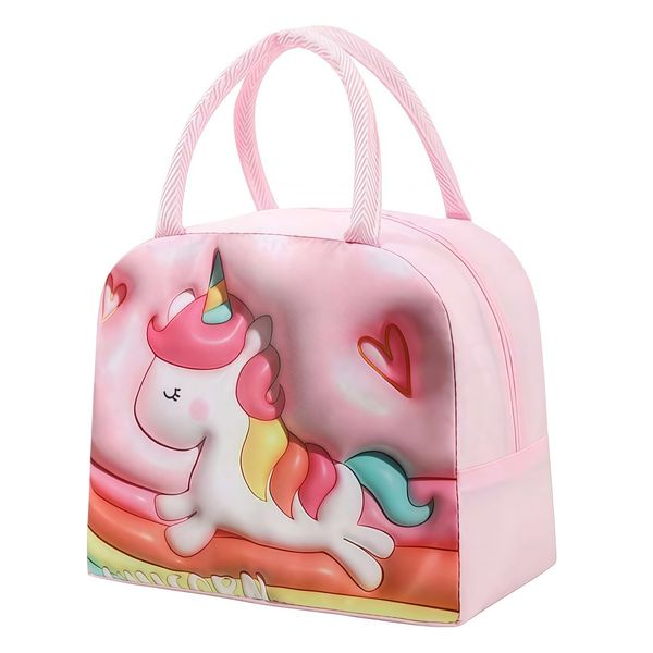 Kingdushi Unicorn Kids Insulated Lunch Bag - W/Handle &amp; Zipper Thermal