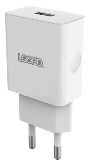 LOOP'D 1 Port 2.1A Wall Charger - White
