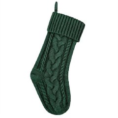 Knitted Christmas Stockings- Green Fireplace Hanging Socks