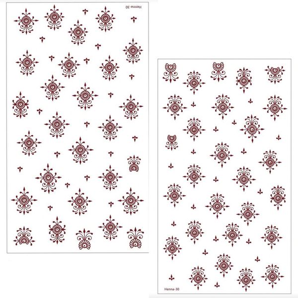 Elegant Mini Floral Temporary Henna Tattoo Stickers - 2 Sheets