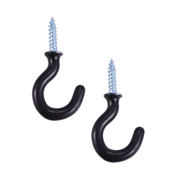 50 Pcs 1.1" Cup Mug Hooks Shouldered Metal Screw-in Black