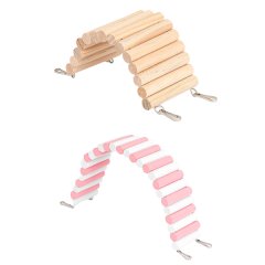 2pcs Free-Bending Wooden Arch Bridges for Hamsters, Hanging Platforms