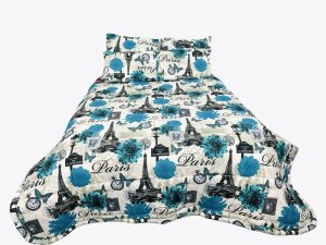 Queen and King Size 5 Piece Comforter Set Paris Tower