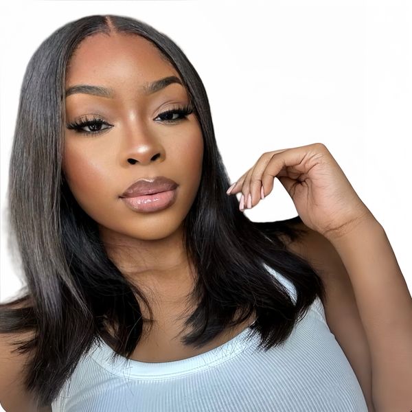 Marigold 16-inch Straight Wig Full Frontal Human Hair Transparent Lace