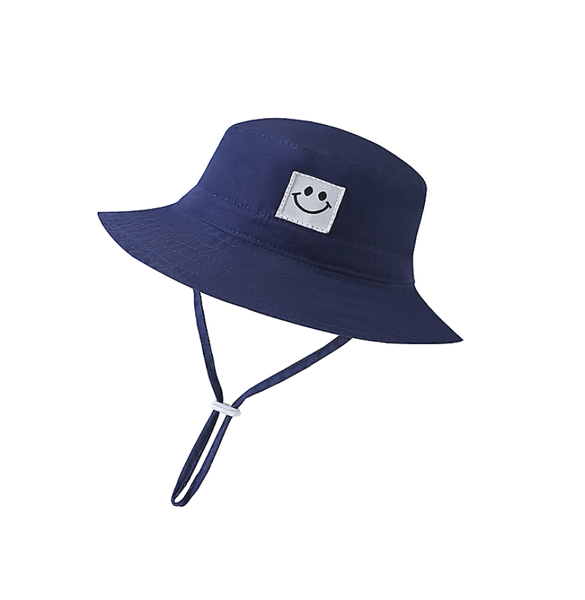 Navy Blue Smiling Fisherman Hat, Outdoor Sun Protection Breathable Sun Hat