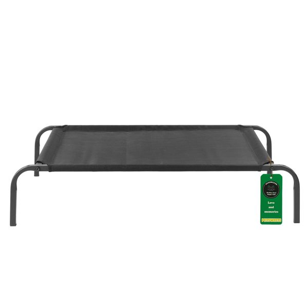 Black Raised Dog Bed Cooling Breathable Elevated Pet Bed - Large