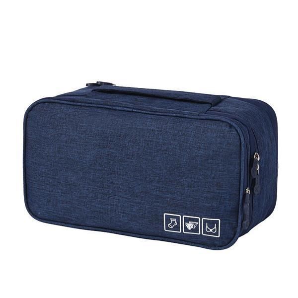 Waterproof Travel Bra Underwear Toiletry Cosmetic Organizer Bag - NavyBlue