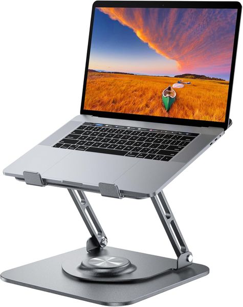 Laptop Tablet Stand Holder for Desk 360 Rotating Base Aluminum Adjustable