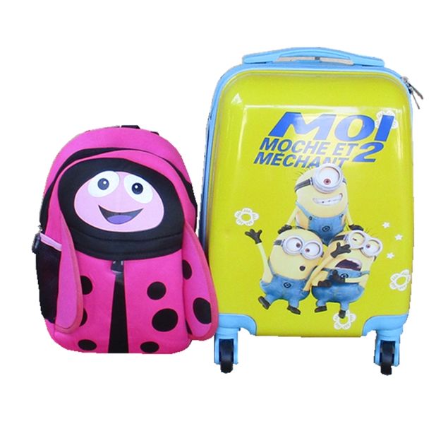 Minions &amp; Ladybug Kids Luggage Set - Spinner Suitcase &amp; Backpack