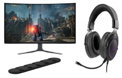 Alienware 32" 4K QD 0.03ms Curved Gaming Monitor + CS Headset &amp; Cable Clip