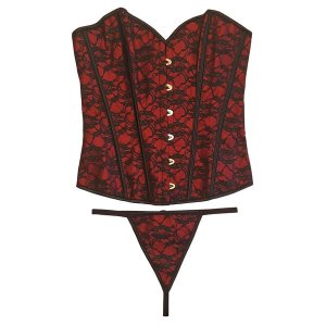 Sinful Indulgence - Lace Up Lace Corset with Thong