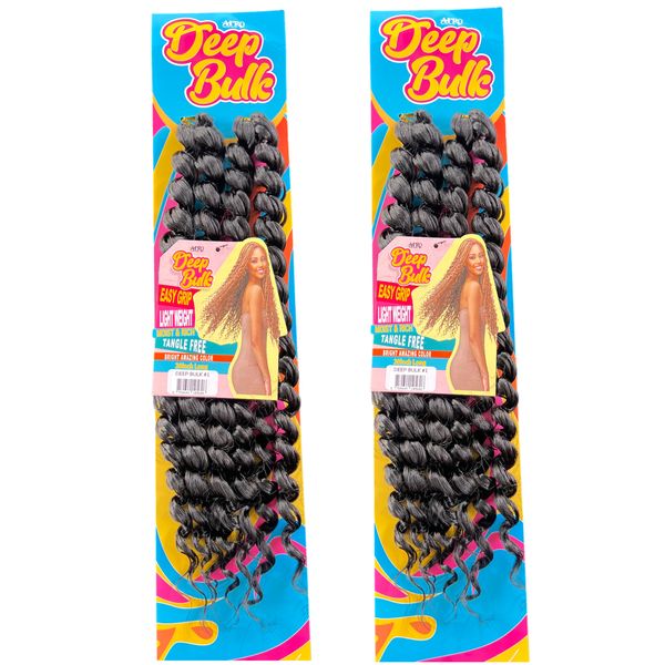 Afrotex Deep Bulk Curls - Deep Wave Crochet Hair - 20 Inch - Pack of 2
