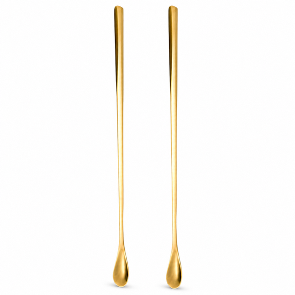 Luxury Gold Long Handle Tea Spoon Set - Elegant Stainless Steel Spoons