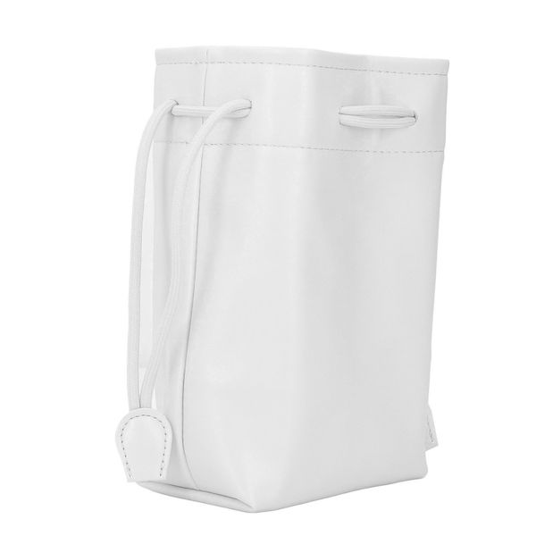 White PU drawstring camera pouch