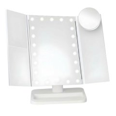 Aicom -3-Fold Dot LED Makeup Mirror With Adjustable Panels And Stand