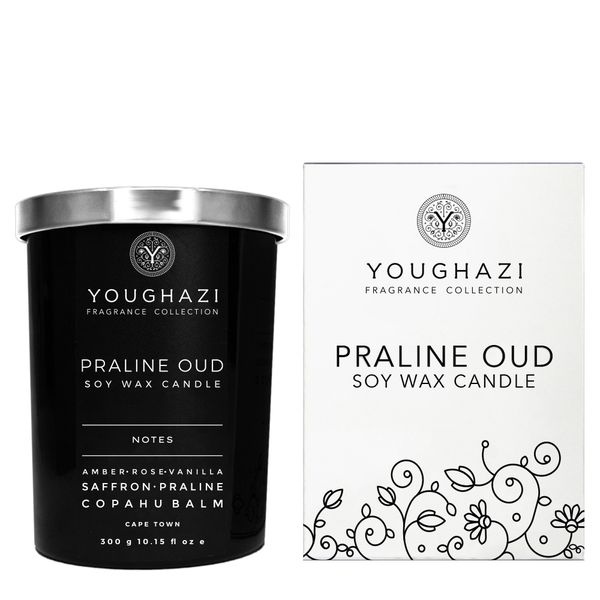 Youghazi Fragrance Collection - Praline Oud Soy Wax Candle 300g