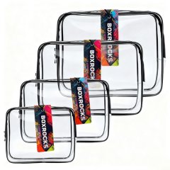 Clear Wash and Makeup Bags - 4-Pack