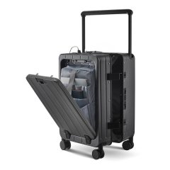 Luxury Carry on Suitcase - Hard Shell Cabin Luggage+Laptop Compartment - Grey