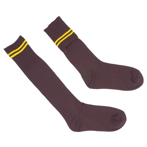 Schoolwear Specialist Long School Socks - Brown/Gold (Size: S)