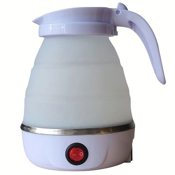 Collapsible Kettle Travel Water Boiler Camping Foldable Electric - White