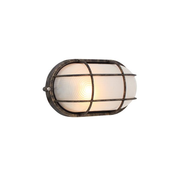 Eurolux - Large Oval Bulkhead With Grid Black/Gold 230V