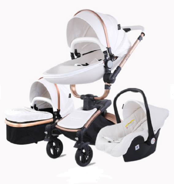 Luxury Baby Stroller Eggshell 360 Travel System - White