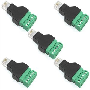 5 Pcs RJ12 Male to 6 Pins Screw Terminal Block Adapter