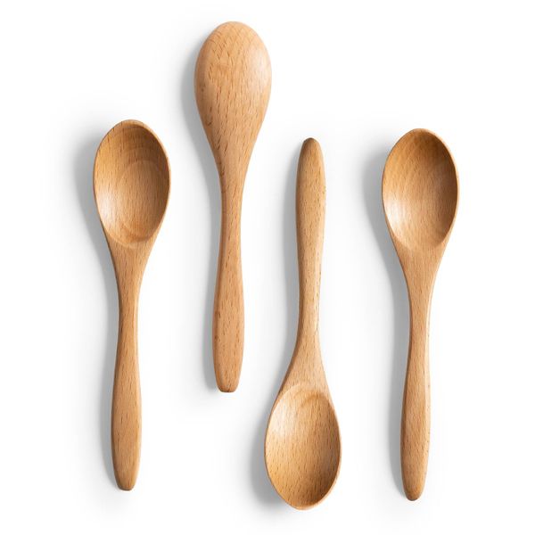 Wooden Spoons: Honey, Tea, Coffee, Beech/Bamboo 4-Piece 5.8