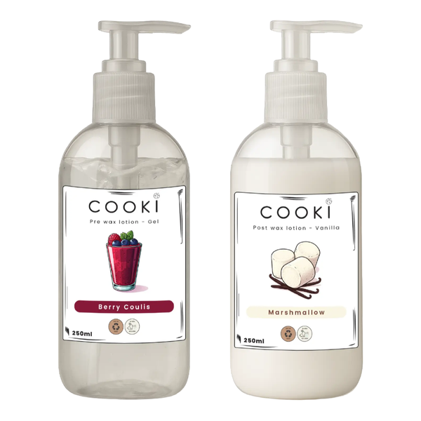 Cooki Pre-wax Gel 250ml &amp; Post-wax Lotion 250ml soothing &amp; refreshing