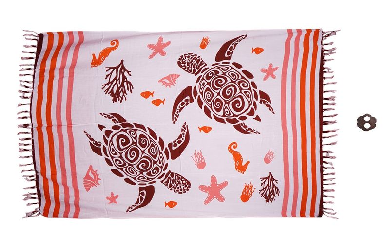 Sarong Red Turtle Design With Coconut Shell Buckle 160cm x 115cm