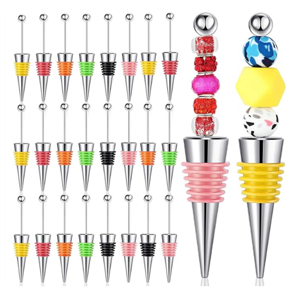 24Pcs Beadable Wine Stopper For Wine Bottle Wine Saver Bottle Stopper