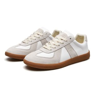 Men's Casual Leather Sneakers - Breathable, Lightweight - White Grey