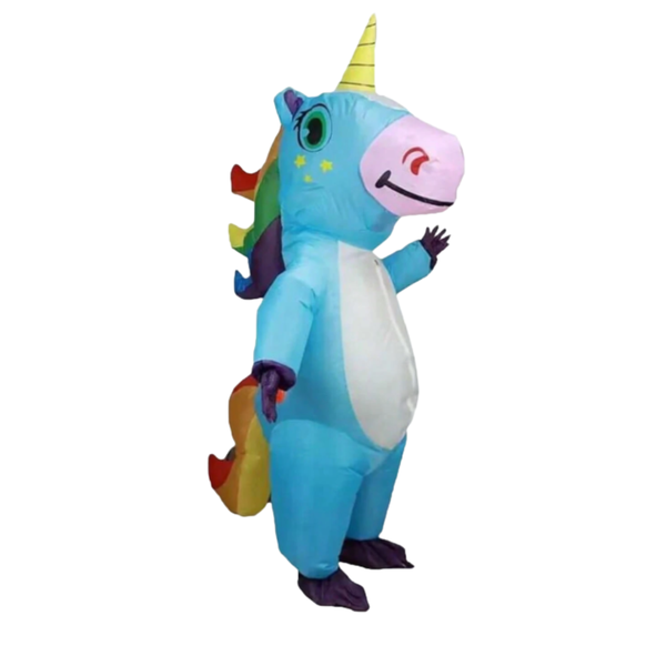 Colourful Adult Unicorn Inflatable Costume - Blue