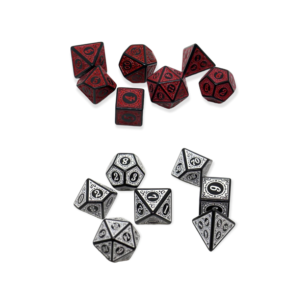 2 x Set Classical Rune Relief Board Game Dice Set 7 Piece Set