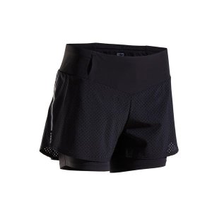 Kalenji Women's Run 500 Comfort Breathable 2-in-1 Running Shorts - Black