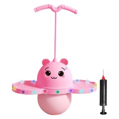 Pogo Ball with Handle Board Bouncing Ball for Outdoor Exercises Indoor Pink