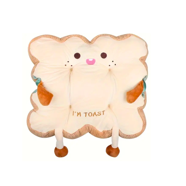 Bestby - Cartoon Face Toast-Shaped Chair Cushion with Tie Strings - 40 x 40cm