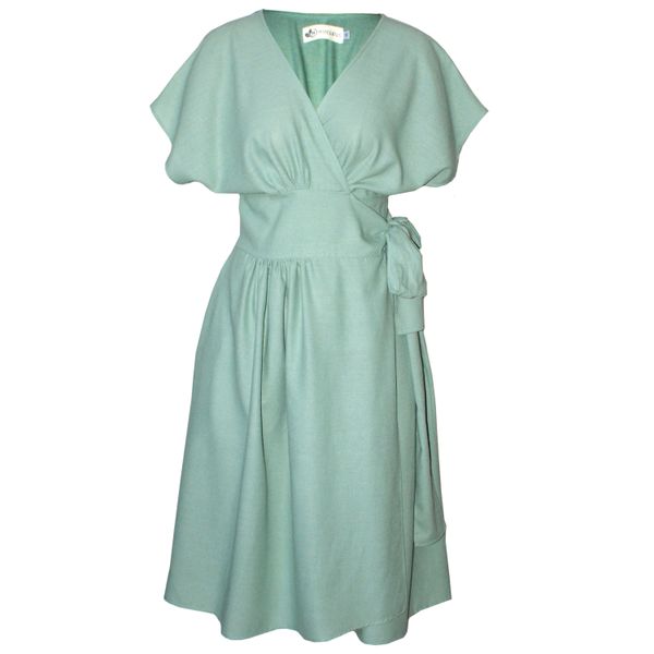 Nucleus Suki Linen Wrap Dress in Sage Green