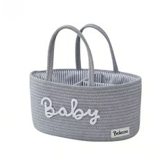 Multifunctional Travel Out Portable Mommy Bag Cotton Rope Diaper-Grey
