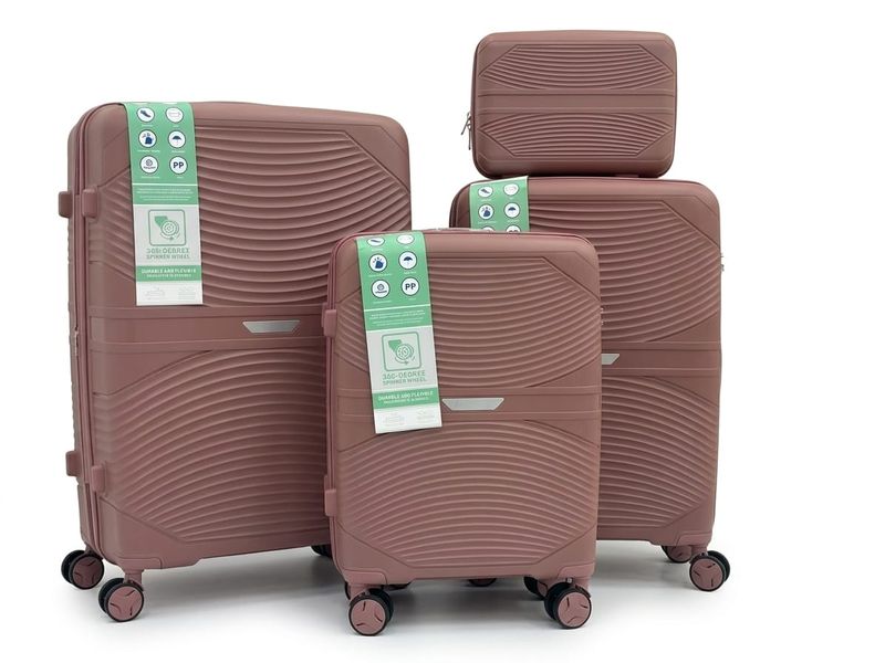 4-Piece PPS Luggage Set Hard Shell Travel Suitcase-M7892-Pink